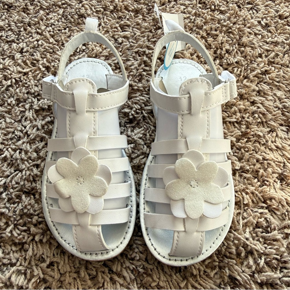 NEW Carter’s Sandals Kids Size 12 “Evonne” White Faux Leather Closed Toe